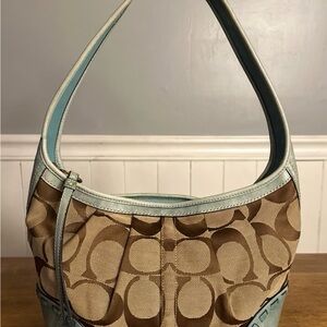 Stylish Tan and Blue Women's Bag